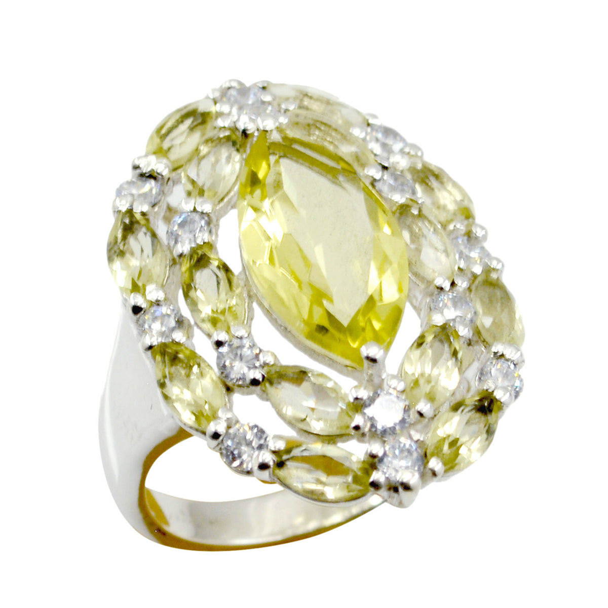 Fine-Looking Gem Lemon Quartz 925 Silver Ring White Jewelry Boxes