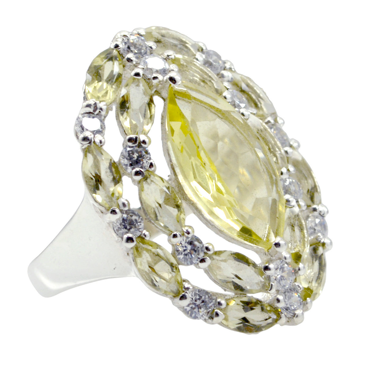 Fine-Looking Gem Lemon Quartz 925 Silver Ring White Jewelry Boxes