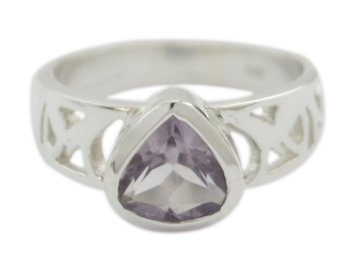 Fine-Looking Gems Amethyst Solid Silver Rings Gift For Teacher'S Day