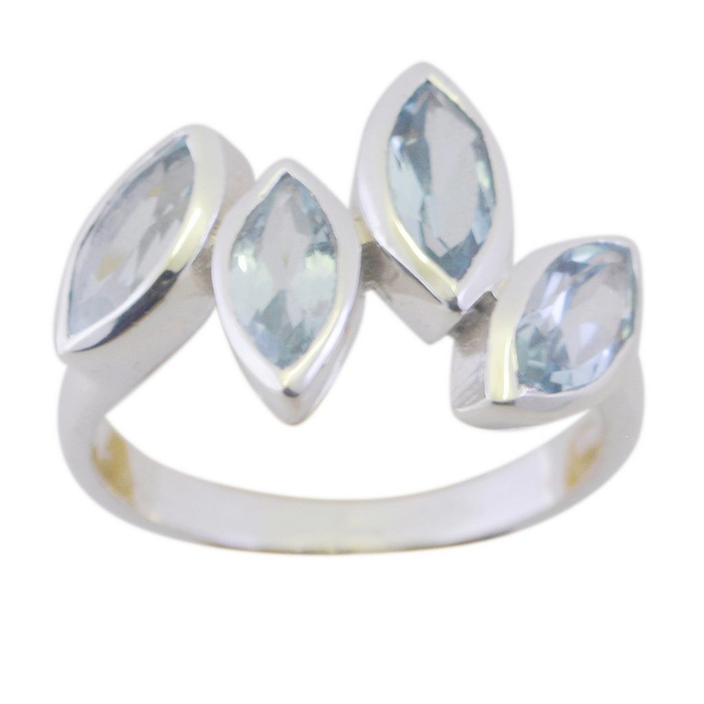Fine-Looking Stone Blue Topaz Solid Silver Rings Kids Gold Jewelry