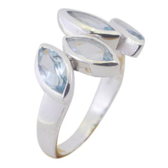 Fine-Looking Stone Blue Topaz Solid Silver Rings Kids Gold Jewelry