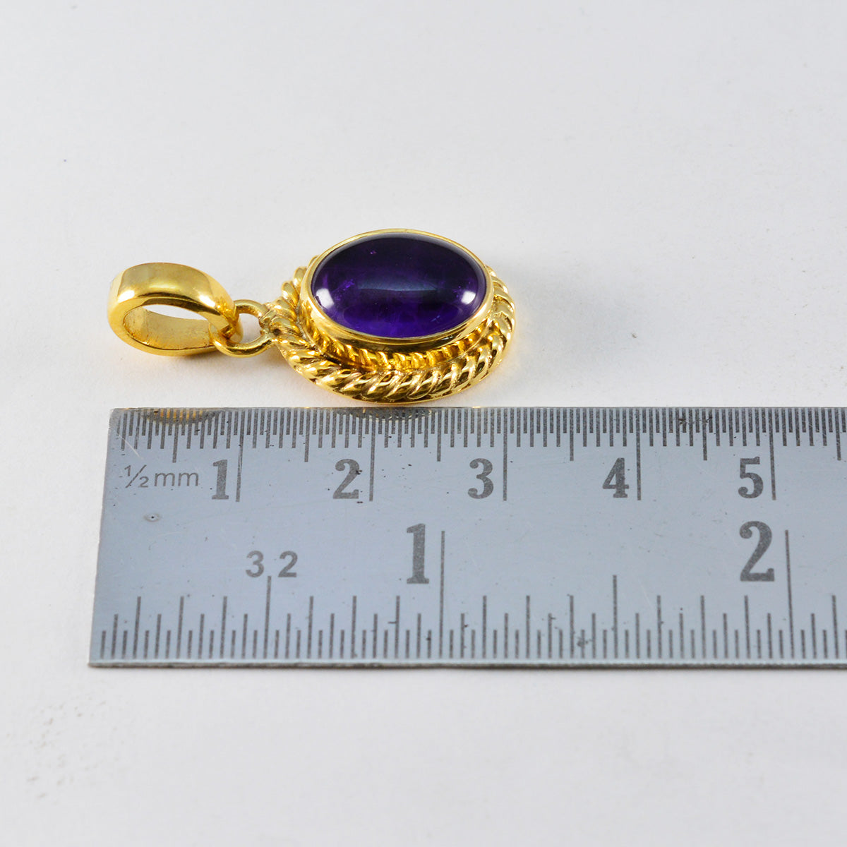 Riyo Easy Gems Oval Cabochon Purple Amethyst Silver Pendant Gift For Engagement