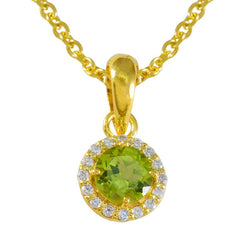 Riyo Cute Gems Round Faceted Green Peridot Silver Pendant Gift For Wife