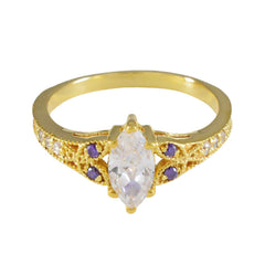 anello riyo in argento antico con placcatura in oro giallo con pietra di ametista a forma di marquise con montatura a punta, anello di compleanno per gioielli di moda
