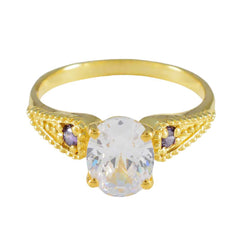 riyo classico anello in argento con placcatura in oro giallo con pietra di ametista di forma ovale con montatura a punta elegante anello di laurea per gioielli