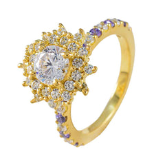 Дизайнерское серебряное кольцо riyo с покрытием из желтого золота, аметист, круглая форма, закрепка зубцов, антикварное ювелирное кольцо, кольцо на День Благодарения