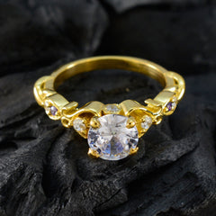 riyo bague en argent souhaitable avec placage en or jaune pierre d'améthyste forme ronde serti de griffes bijoux de mariée bague de saint valentin