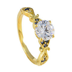 Очаровательное серебряное кольцо riyo с покрытием из желтого золота, синий сапфир, камень cz, круглая форма, зубец, антикварное ювелирное кольцо, кольцо на День Святого Валентина