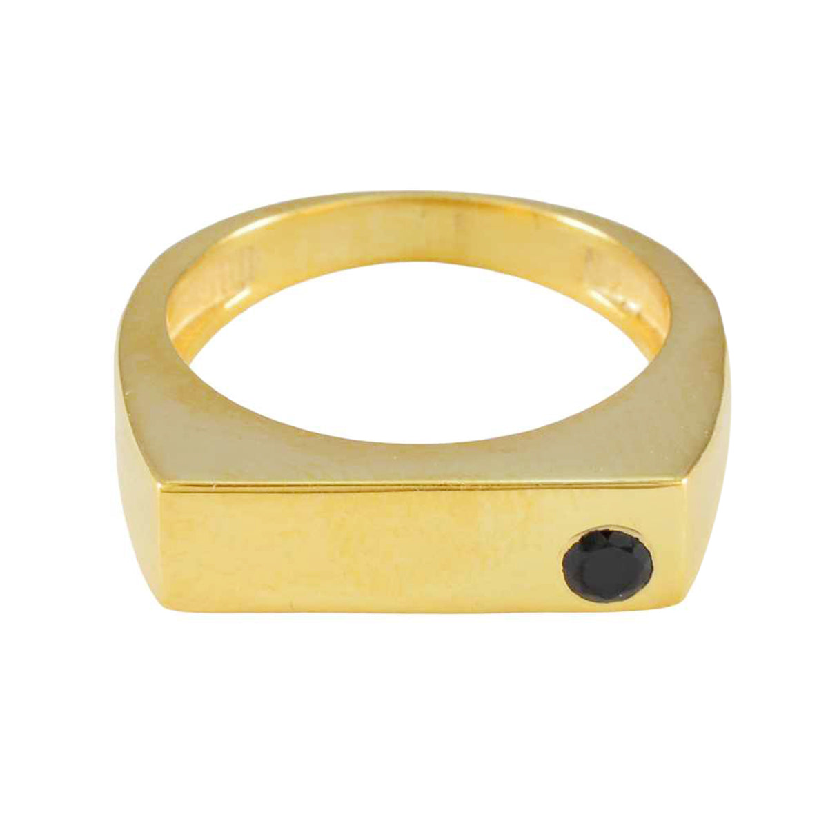 riyo perfekt silverring med gul guldplätering blå safirsten rund form infattning eleganta smycken svart fredag ring