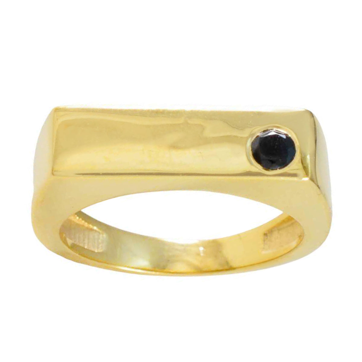 anello riyo perfetto in argento con placcatura in oro giallo con zaffiro blu a forma rotonda con castone con gioielli alla moda anello black friday