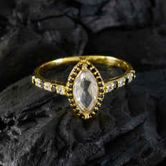 Anillo de plata cuantitativo riyo con chapado en oro amarillo, piedra de zafiro azul, forma de marquesa, ajuste de punta, joyería de diseñador, anillo de cóctel