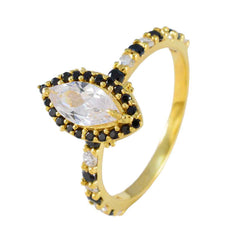 Anillo de plata magnífico riyo con chapado en oro amarillo, piedra de zafiro azul, ajuste de punta en forma de marquesa, anillo de compromiso de joyería antigua