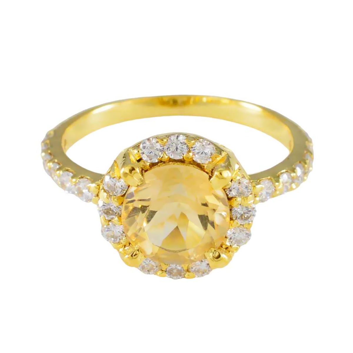 Anillo de plata a granel riyo con chapado en oro amarillo, piedra citrina, ajuste de punta ovalada, joyería elegante, anillo de Navidad