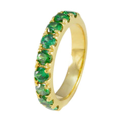 Riyo encantador anillo de plata con chapado en oro amarillo Esmeralda cz piedra forma redonda ajuste de punta joyería de moda anillo de cóctel