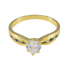 Классическое серебряное кольцо riyo с покрытием из желтого золота, изумруд, камень цирк, в форме сердца, закрепка, ювелирные изделия, обручальное кольцо