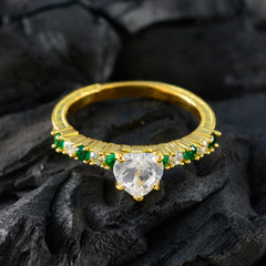 riyo anello completo in argento con placcatura in oro giallo smeraldo cz pietra a forma di cuore con montatura a punta gioielli antichi anello per la festa del papà