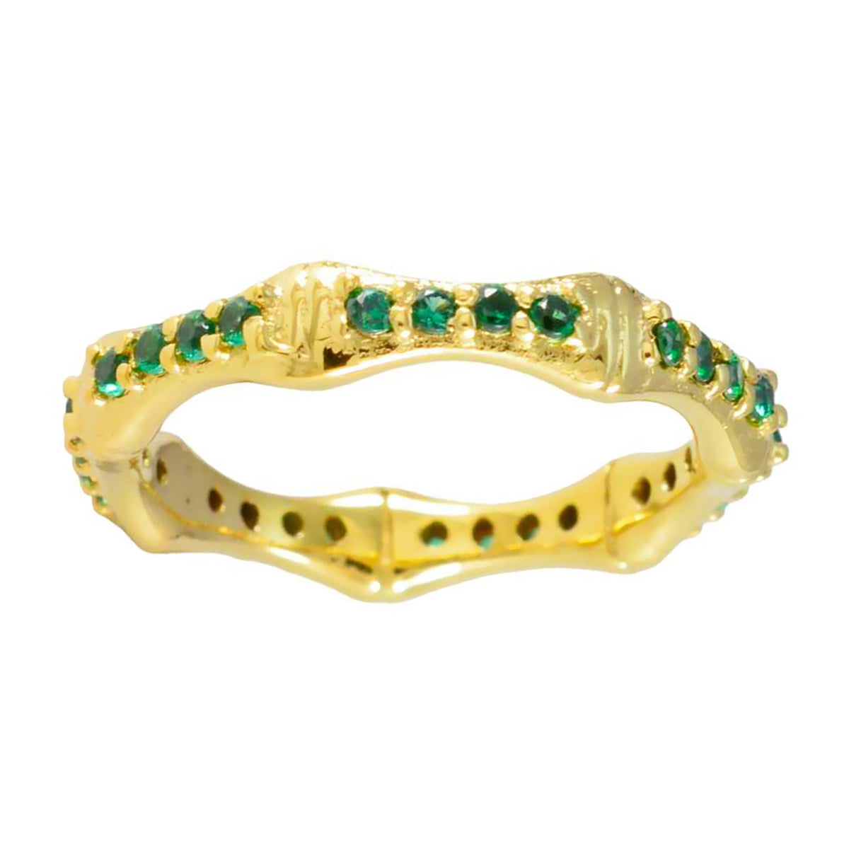 Дизайнерское серебряное кольцо riyo с покрытием из желтого золота, изумрудный камень cz, круглая форма, установка зубца, ювелирное изделие, кольцо на день матери