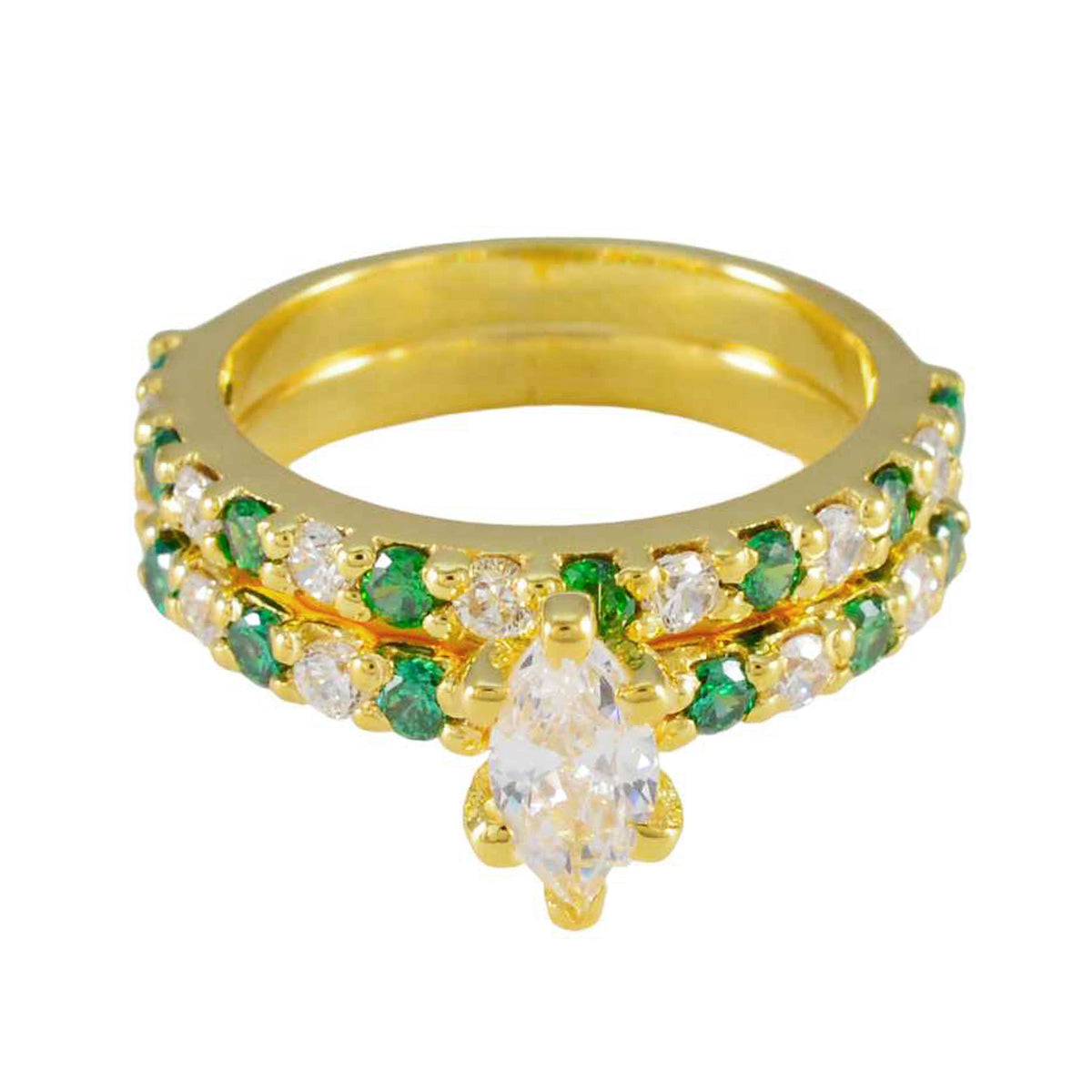 Превосходное серебряное кольцо riyo с покрытием из желтого золота, изумруд, камень цирк, форма маркизы, ювелирное изделие, обручальное кольцо