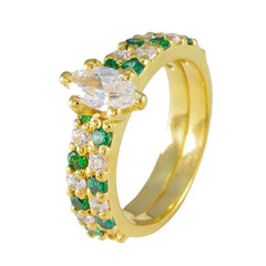 Riyo Uitstekende zilveren ring met geelgouden smaragdgroene CZ-steen Marquise vorm Prong Setting Sieraden Trouwring
