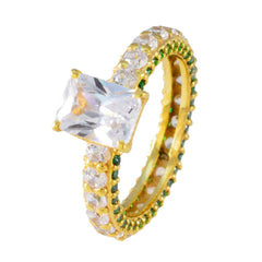 riyo ädelsten silverring med gul guldplätering smaragd cz sten oktagon form uttag handamde smycken svart fredag ring