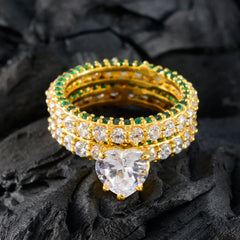 riyo in quantità anello in argento con placcatura in oro giallo smeraldo cz pietra a forma di cuore con montatura a punta anello di pasqua gioielli di moda