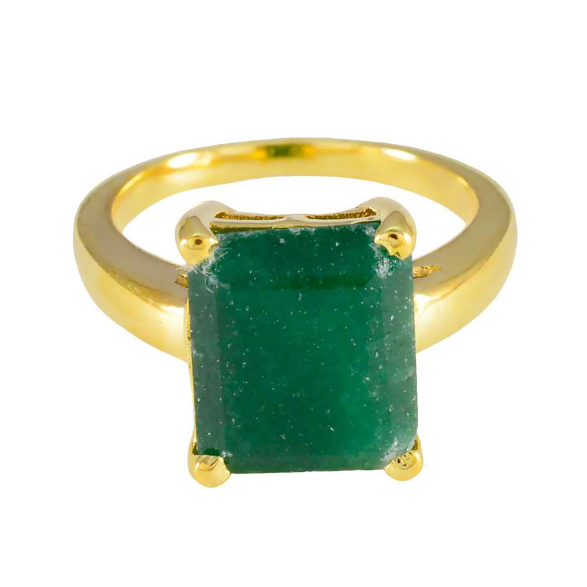 anello riyo in argento maturo con placcatura in oro giallo, pietra di smeraldo indiano, forma ottagonale, montatura a punta, gioielli di moda, anello per San Valentino
