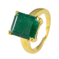 riyo mogen silverring med gul guldplätering indisk smaragdsten åttakant form uttag mode smycken alla hjärtans dag ring