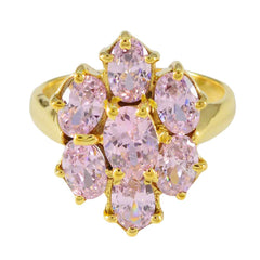 riyo kvantitativ silverring med gul guldplätering rosa cz sten oval form stiftinställning brudsmycken svart fredag ring