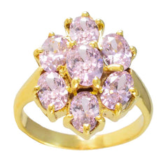 Количественное серебряное кольцо riyo с покрытием из желтого золота, розовый камень cz, овальной формы, зубец, свадебные украшения, кольцо «Черная пятница»