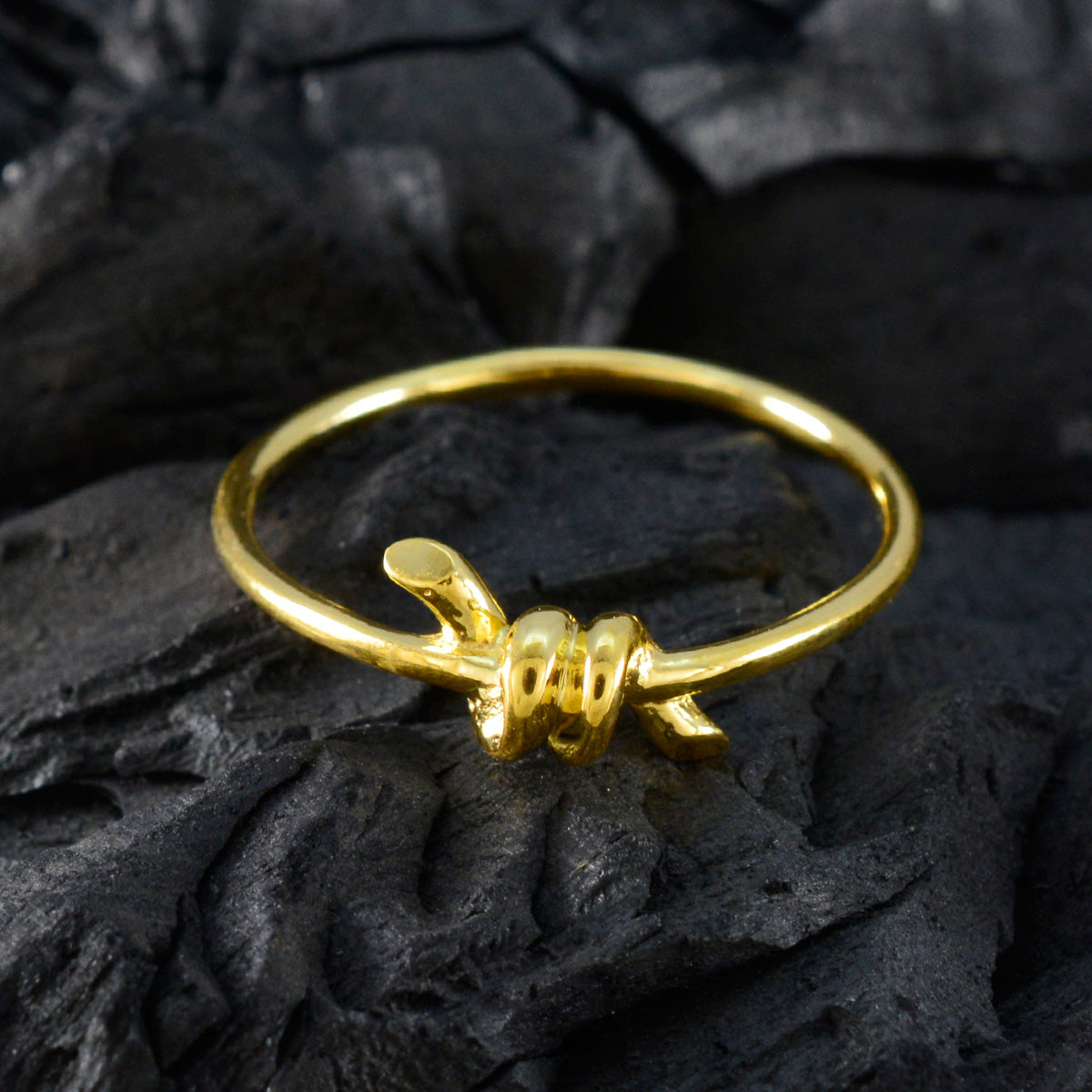 Riyo – bague en argent rare avec placage en or jaune, pierre unie, réglage de la lunette, bijoux faits à la main, bague de noël
