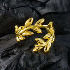 Riyo Prachtige zilveren ring met geelgouden plating Effen steen Effen vorm Bezel-instelling Aangepaste sieraden Cocktailring