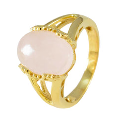 riyo suppiler anello in argento con placcatura in oro giallo pietra di quarzo rosa forma ovale con montatura a punta elegante anello di pasqua gioielli