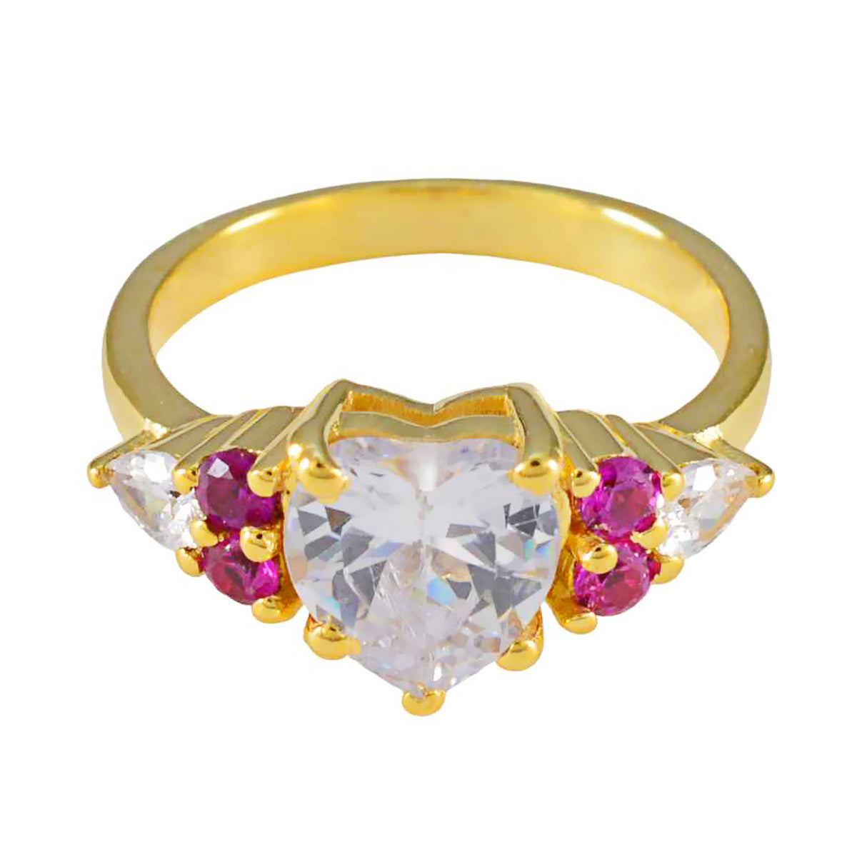 Винтажное серебряное кольцо riyo с покрытием из желтого золота, рубин, камень cz, зубец в форме сердца, антикварное ювелирное кольцо, кольцо на Хэллоуин