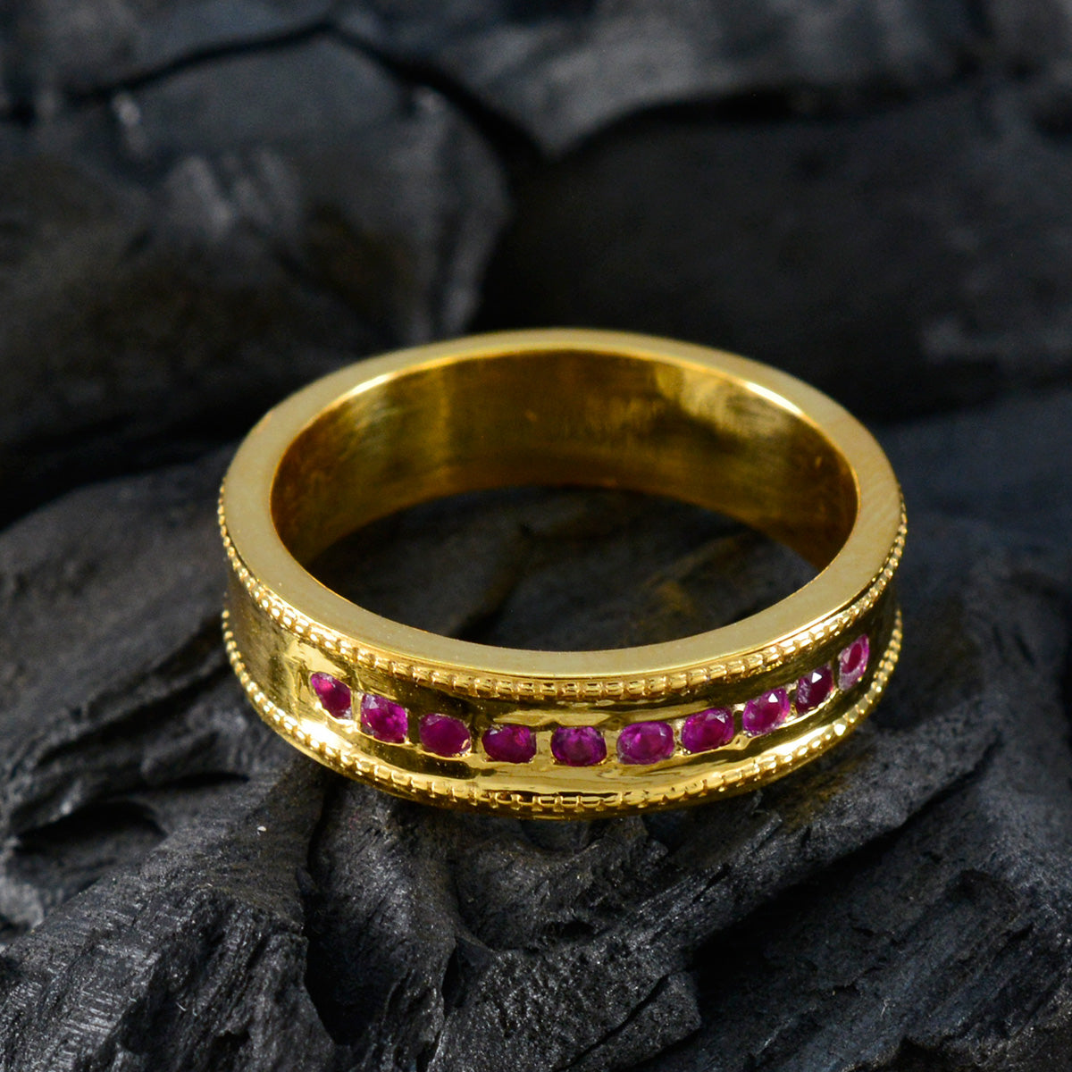 Очаровательное серебряное кольцо riyo с покрытием из желтого золота, кольцо с рубином и цирконием круглой формы, безель