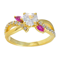 Anello riyo in argento antico con placcatura in oro giallo con rubino e pietra cz, anello di compleanno a forma di cuore