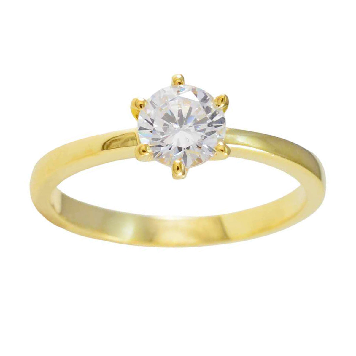 Великолепное серебряное кольцо riyo с покрытием из желтого золота, кольцо с зубцом круглой формы из белого камня cz