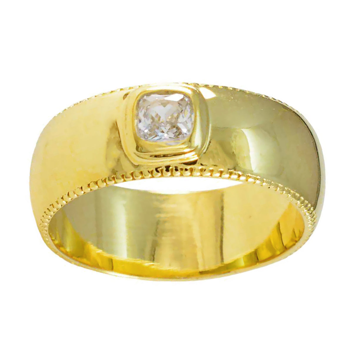 anello riyo in argento indiano con placcatura in oro giallo anello con castone a forma di cuscino in pietra bianca cz
