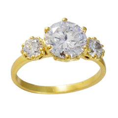 anello riyo in argento indiano con placcatura in oro giallo anello con montatura a griffe a forma rotonda in pietra bianca cz