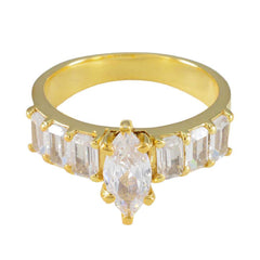Anillo de plata del fabricante riyo con anillo de ajuste de puntas de múltiples formas de piedra cz blanca chapado en oro amarillo