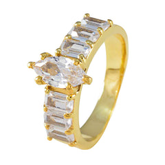 anello in argento del produttore riyo con placcatura in oro giallo anello con montatura a griffe multiforma in pietra bianca cz