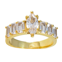 Anillo de plata del fabricante riyo con anillo de ajuste de puntas de múltiples formas de piedra cz blanca chapado en oro amarillo