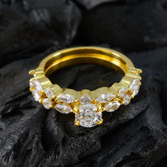 riyo sällsynt silverring med gul guldplätering vit cz sten flerformad inställningsring