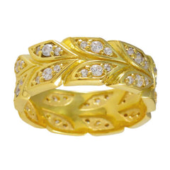 Riyo Prachtige zilveren ring met geelgouden witte CZ-steen Ronde vorm Prong Setting Ring