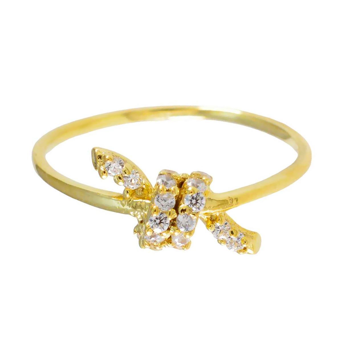 riyo поставляет серебряное кольцо с покрытием из желтого золота, кольцо с зубцом круглой формы из белого камня cz