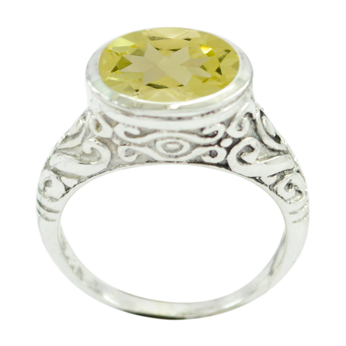 Glamorous Gem Lemon Quartz 925 Silver Ring Swarovski Crystal Jewelry
