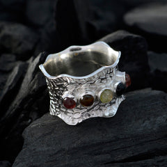 Glamorous Gemstone Multi Stone Sterling Silver Rings Amber Jewelry