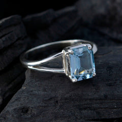 Good Stone Blue Topaz Solid Silver Ring Jewelry Stores In The Mall