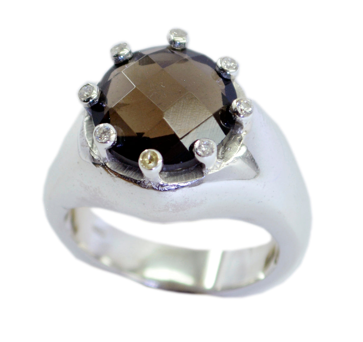 Good Stone Smoky Quartz Sterling Silver Ring Large Jewelry Armoire