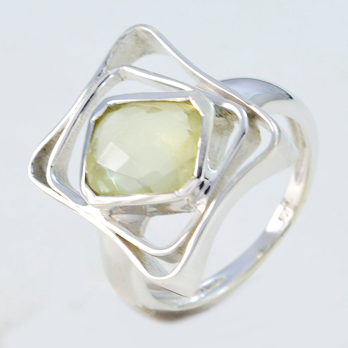 Goods Gemstone Lemon Quartz 925 Sterling Silver Rings Turkish Jewelry