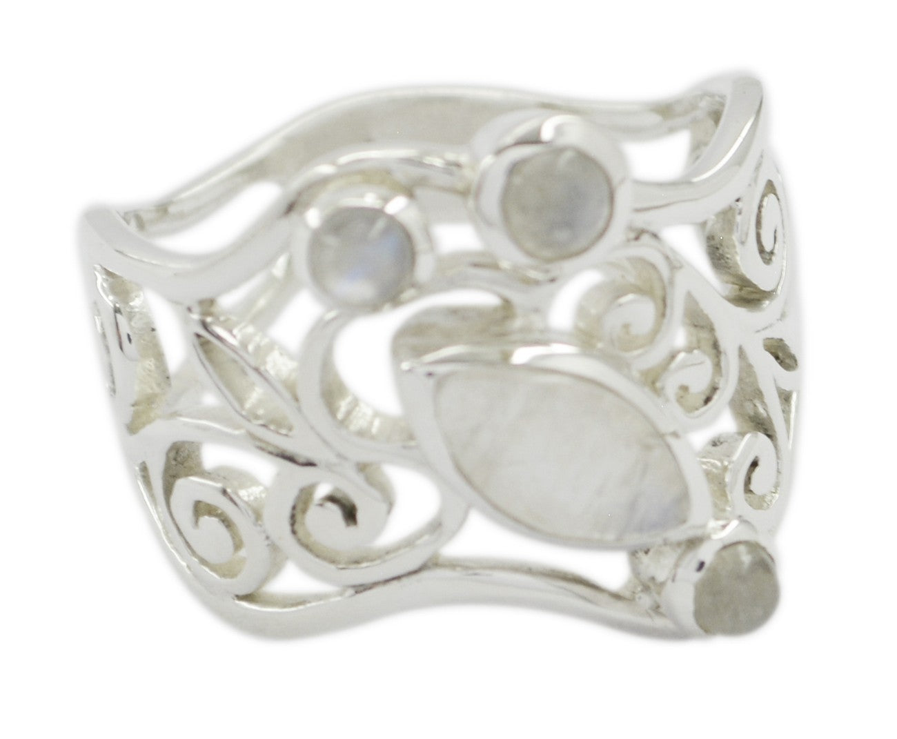 Grand Gemstones Rainbow Moonstone Sterling Silver Rings Handmade Gift